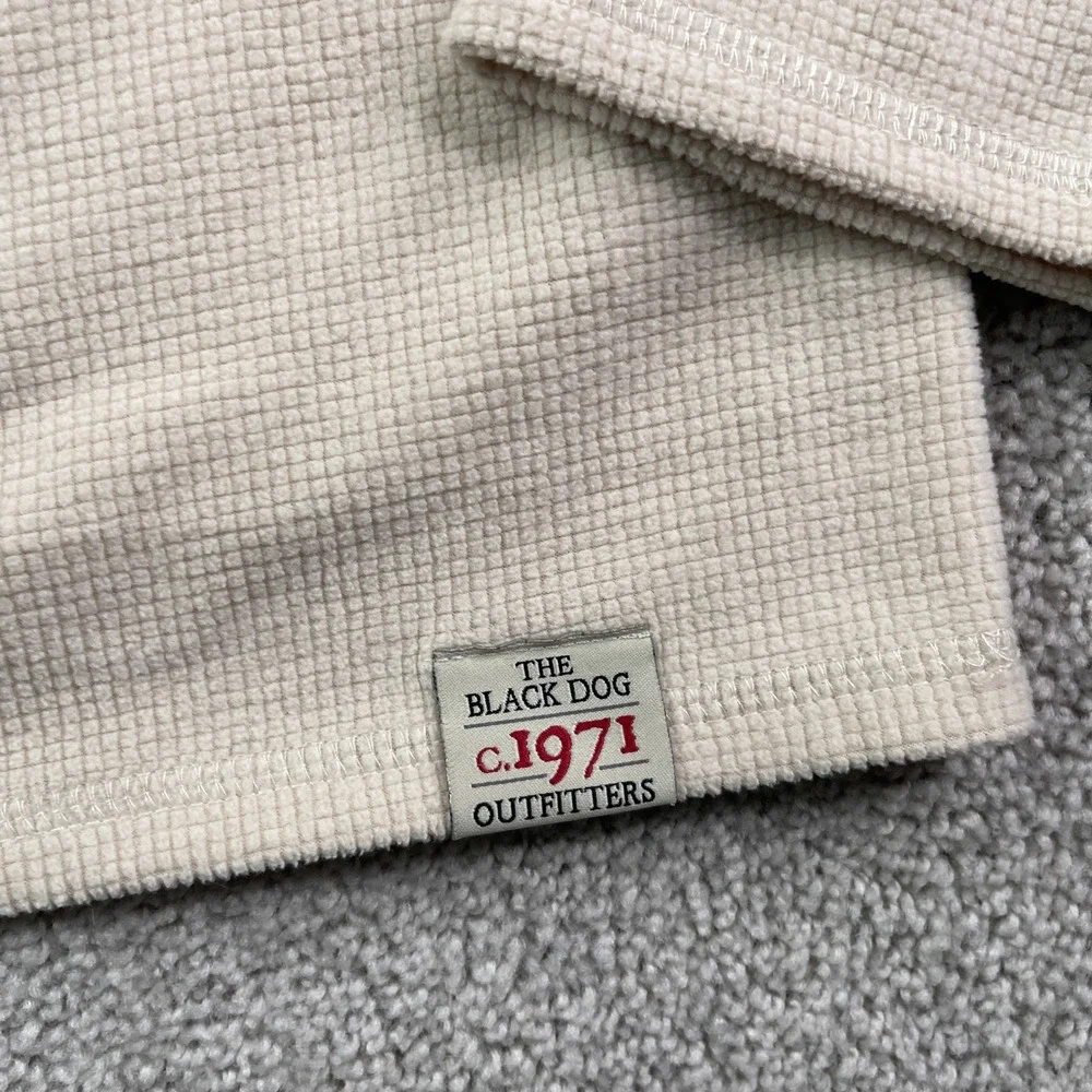 The Black Dog Fleece Pullover Kids Large Tan Waffle Knit Quarter Zip Coastal